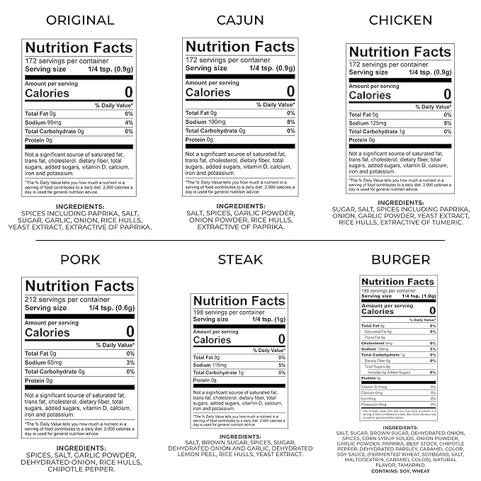 Rib Rack Dry Spice Rub Variety Pack 6 Count - Meat Seasoning for BBQ Grill Smoker - All Natural Ingredients