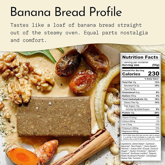 Send Bars Plant-Based Vegan Healthy Protein Bars With Greens (Banana Bread 8 Bars) – Only Real Ingredients Zero Added Sugar Gluten-Free Dairy-Free