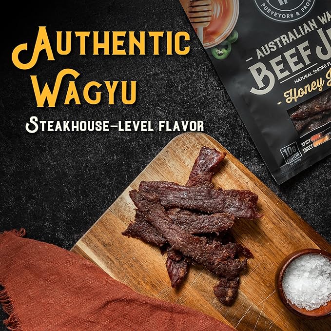 Meat Artisan Jerky Variety Pack - Wagyu Beef (4 Flavors) &amp Applewood Bacon High Protein Snack - Gluten Free No MSG - Steakhouse Jalapeño BBQ Sweet Heat &amp Applewood Bacon - 3oz (85g) Each P