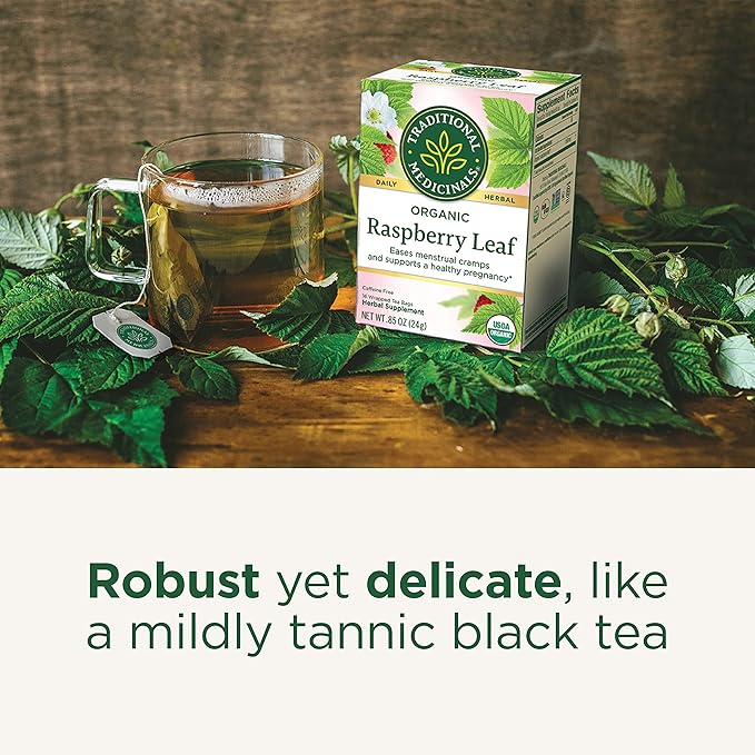 Traditional Medicinals Organic Raspberry Leaf Tea Supports Healthy Pregnancy and Soothes Menstrual Cramps (Pack of 6) - 96 Tea Bags Total