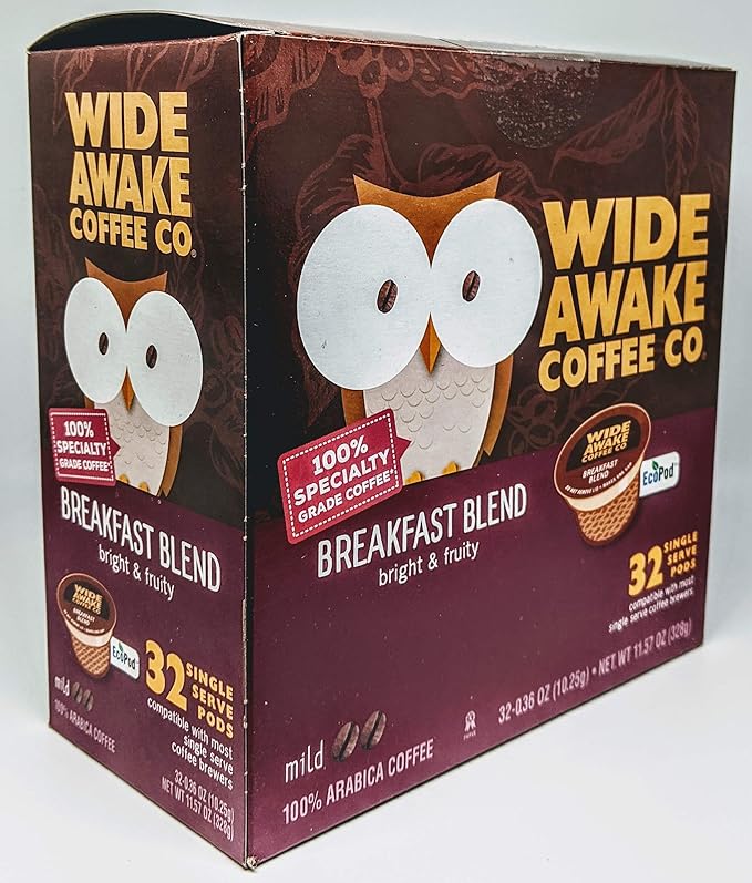 Wide Awake Coffee Single Serve Coffee Pods (32 Count Breakfast Blend)