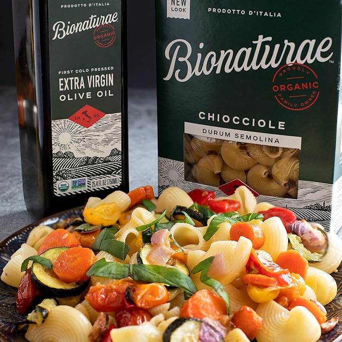 Bionaturae Chiocciole Pasta Noodles - Durum Semolina Pasta Kosher High Protein Non-GMO USDA Certified Durum Semolina Chiocciole Chiocciole Pasta Organic Crafted in Italy - 16 Oz 6 Pack