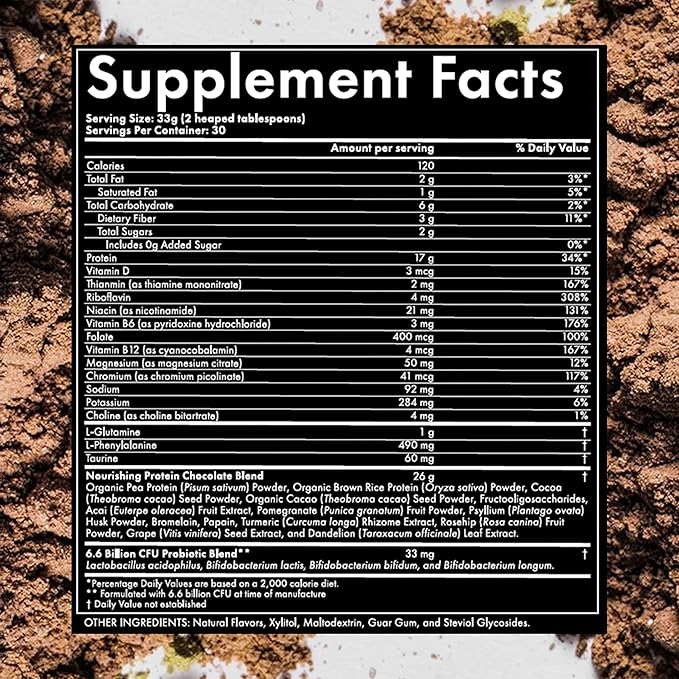 WelleCo Plant-Based Chocolate Protein Powder Organic Brown Rice &amp Pea Blend 16g Protein per Serving Dairy-Free Supplement for Energy Recovery &amp Daily Nutrition 35.2 oz