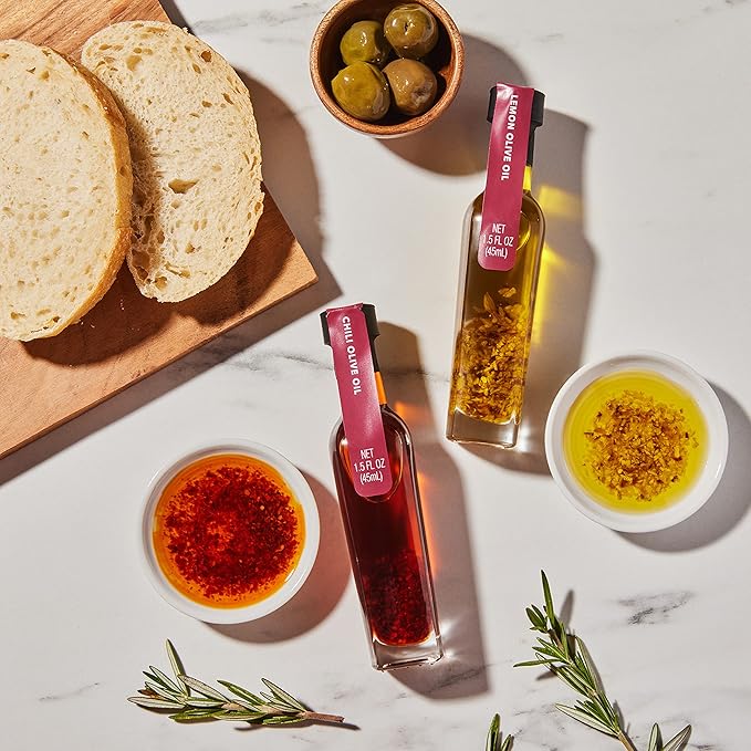 Thoughtfully Gourmet Spice Infused Olive Oil Gift Set Premium Extra-Virgin Olive Oil from Spain Flavors Include Chili Rosemary Lemon Spicy Garlic Herbes de Provence and Tuscan Set of 6