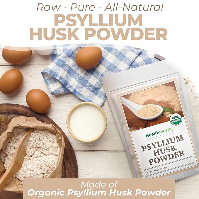 Healthworks Superfoods Organic Psyllium Husk Powder - 80 Oz / 5 Lbs - Raw - Certified Organic - Finely Ground Powder from India - Keto Vegan &amp Non-GMO - Fiber Support
