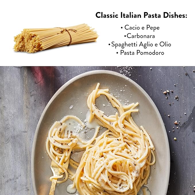 DeLallo Organic Spaghetti Pasta Made in Italy with 100% Certified Organic Semolina Durum Wheat Flour Bronze Cut Non-GMO Kosher Vegan 1 Pound Bag (16 Pack)
