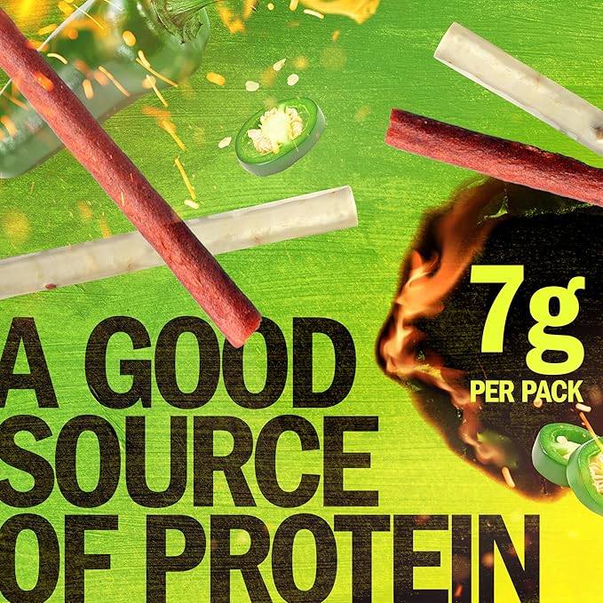 Jack Link's Jalapeno Beef &amp Cheese Combo Spicy Snack Pack Made with 100% Beef and Real Wisconsin Cheese 8g protein Individually Wrapped Snacks - 1.2 Ounce (Pack of 16)