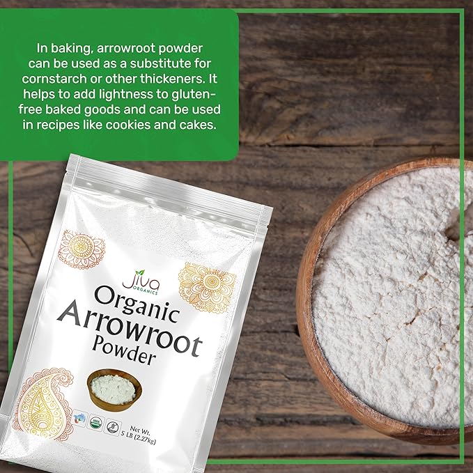 Jiva Organics Organic Arrowroot Flour (Powder) 5 Pound Bag - Raw Non-GMO Gluten Free