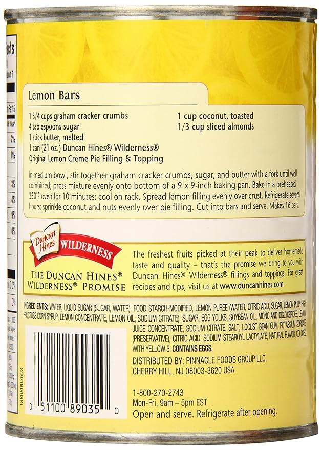 Duncan Hines Wilderness Lemon Crème Pie Filling and Topping 21 oz. (Pack of 8)