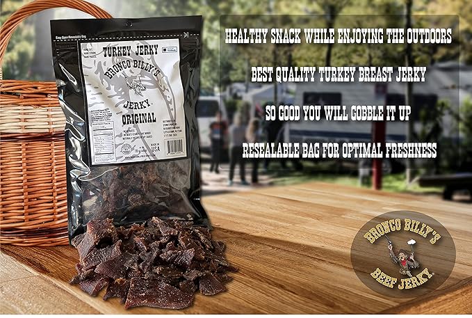 Bronco Billy's Turkey Jerky Original Flavor One Pound Resealable Bag