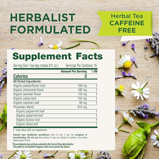 Traditional Medicinals Tea Organic Cup of Calm Calming &amp Relaxing with Chamomile Mint Kosher Non-GMO Caffeine-Free Compostable - 96 Tea Bags (6 Pack)