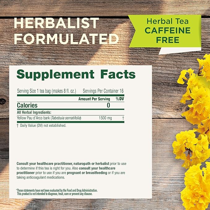 Traditional Medicinals Tea Yellow Pau d'Arco Everyday Wellness 96 Tea Bags (6 Pack)