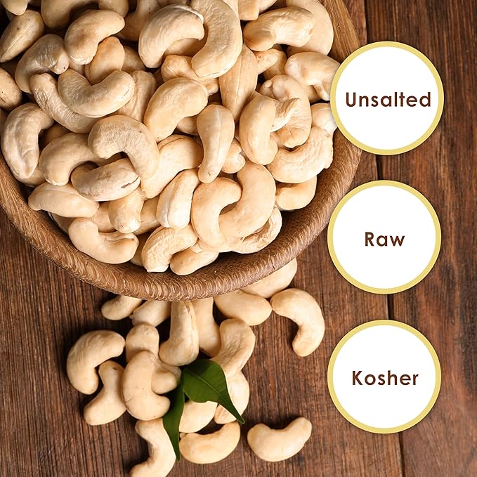 Jaybee’s Raw Whole Cashew Nuts 3 LB Bulk Resealable Bag – Natural Unsalted Cashews – Vegan Keto &amp Gluten-Free Snack for Cooking Baking &amp Snacking