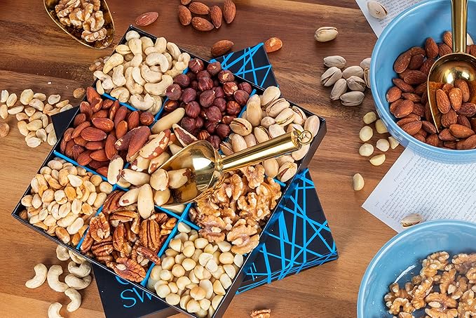 Nuts Gift Basket - Freshly Roasted And Natural Mixed Nut Gift Box - Gourmet Healthy Food Gift for Men/Women - Gourmet Gift Healthy Gourmet Snack Box for Birthday Thank You Congratulations Corpora