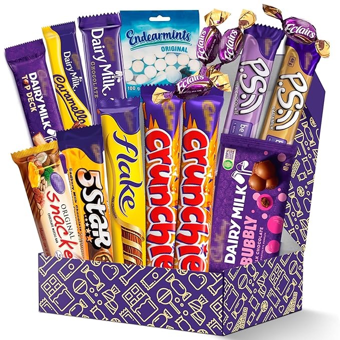 Chocolate Gift Box – 16-Piece Assorted Chocolate Bars Snack Pack Imported from South Africa Includes Flake Crunchies Caramello Dairy Milk Variety
