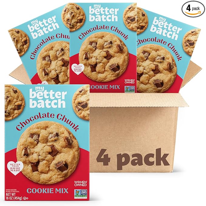 My Better Batch Chocolate Chunk Cookie Mix Gourmet Baking Mix for Homemade Taste 4 Pack (Makes 64 Cookies Total)