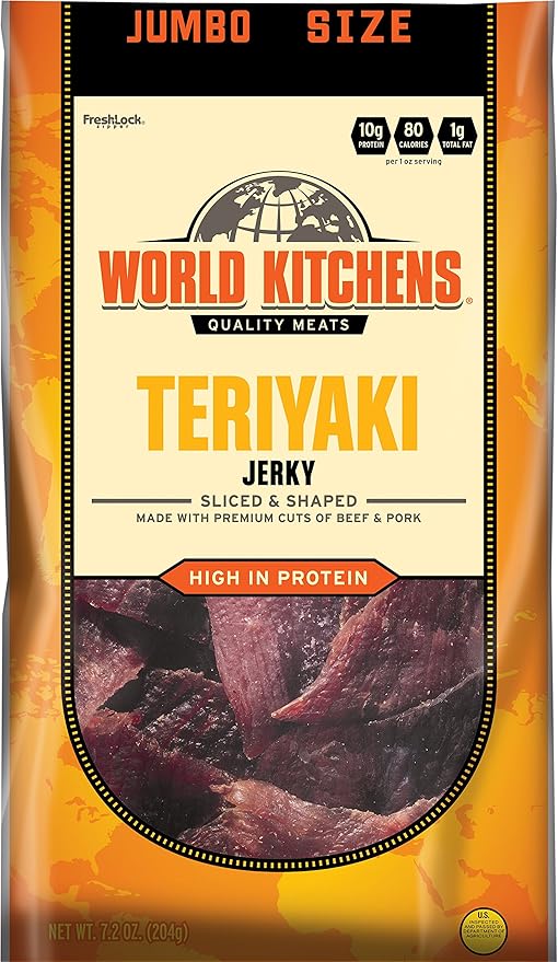 World Kitchens Jerky Teriyaki 7.2 Ounce