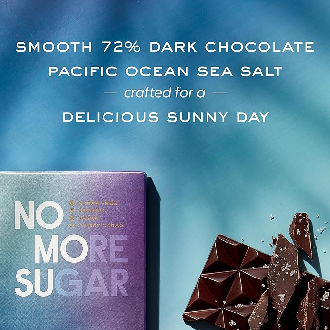 NOMOSU | Organic 72% Dark Chocolate with Sea Salt | 60g | 4 Pack | Sugar Free | USDA Organic | Vegan | Keto &amp Low Carb Friendly | Bold Cacao with Savory Sea Salt | Guilt Free Chocolate Snack