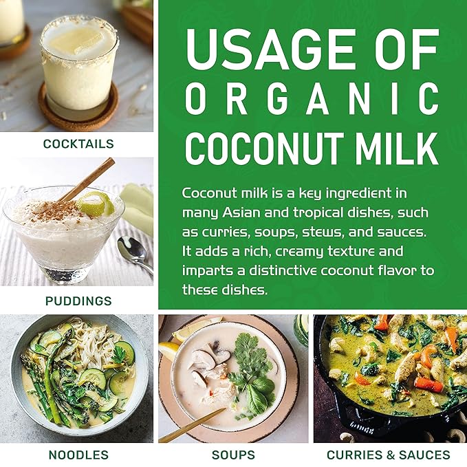 Organic Coconut Milk 13.5 Ounce (Pack of 12) - Unsweetened Premium FULL 18% Fat Vegan Paleo No Guar Gum BPA Free Keto Friendly by Jiva Organics