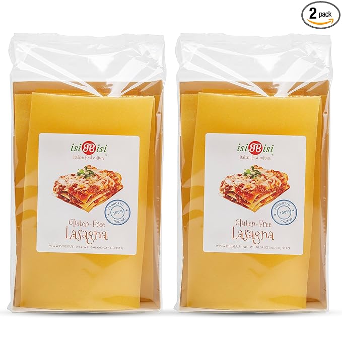 isiBisi Gluten-Free Lasagna Pasta 2-Pack - Vegan Non-GMO Made in Italy (10.69 oz.)
