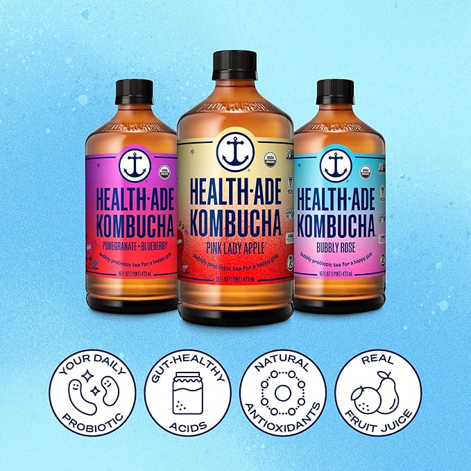 Health-Ade Signature Variety Pack Kombucha Tea Organic Drink with Living Probiotics Detoxifying Acids Supports Gut Health Non-GMO Vegan Gluten Free 12 Pack (16 Fl Oz Bottles)