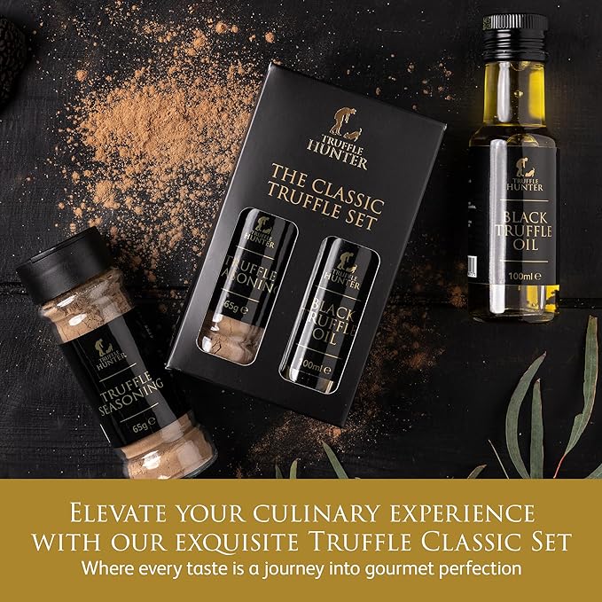 TruffleHunter - Truffle Set - Truffle Seasoning &amp Black Truffle Oil Gourmet Food Condiments