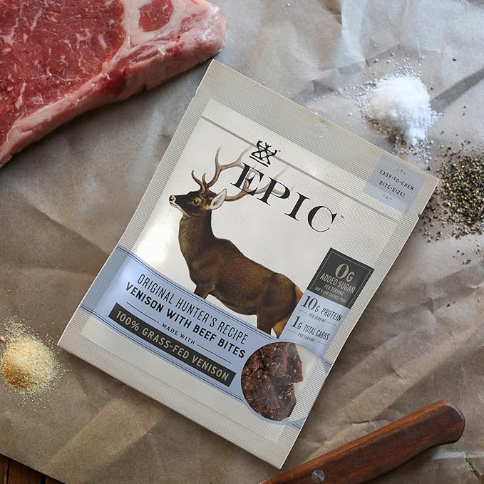 EPIC Venison with Beef Bites Original Hunter's Recipe Keto Friendly Whole30 Approved Gluten Free 8 Count 20 oz