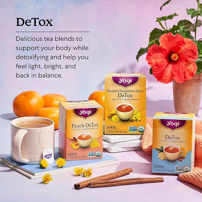 Yogi Tea Roasted Dandelion Spice DeTox Tea - 16 Tea Bags per Pack (6 Packs) - Organic DeTox Tea - Includes Roasted Dandelion Root Dandelion Root Cinnamon Bark Cocoa Shell &amp More