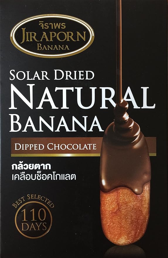 Jiraporn Chocolate Dipped Premium Solar Dried Natural Banana 250g.