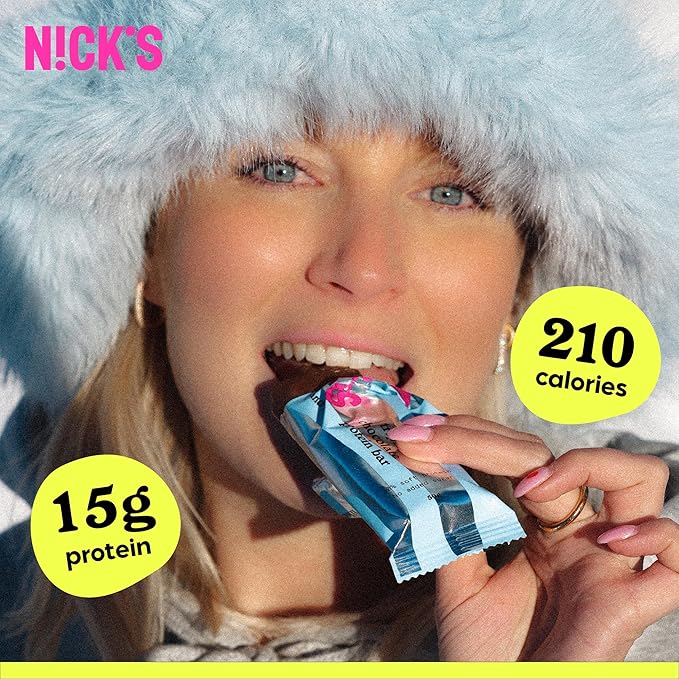 Nick’s Protein Bars Triple Chocolate – 12-Count Box | High Protein Low Calories Low Carbs Keto Friendly No Added Sugar (12 bars x 50g)