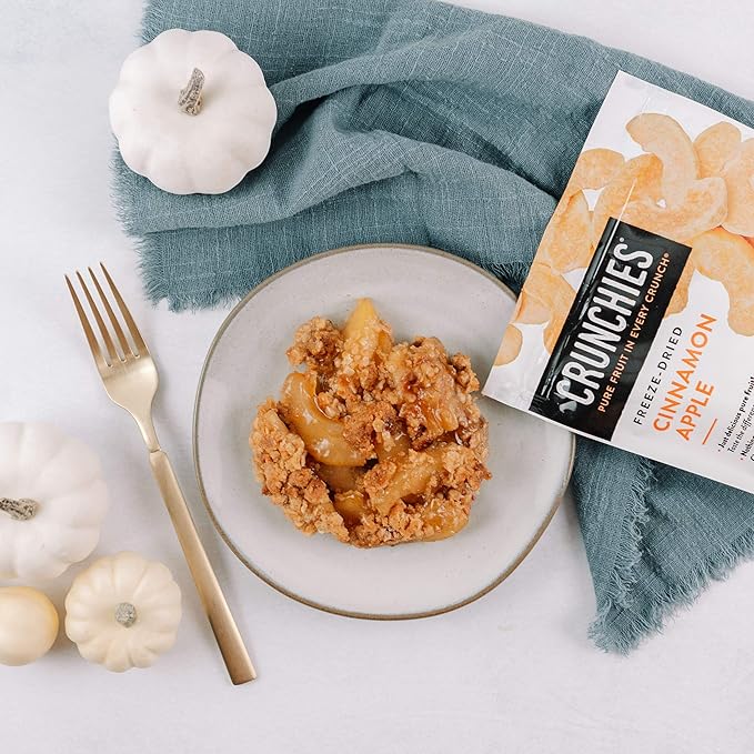 Crunchies Freeze-Dried Fruits Strawberry Banana &amp Cinnamon Apple Bundle 100% All Natural Crispy Snacks Gluten Free &amp Vegan 12ct (6 Of Each Flavor) 1 Ounce Bags (Packaging May Vary)