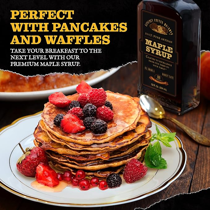 Lincoln County Reserve 100% Pure Maple Syrup with Robust Taste 100% Pure Artisan Maple Syrup Made in the USA12 oz Glass Bottle 2 Pack