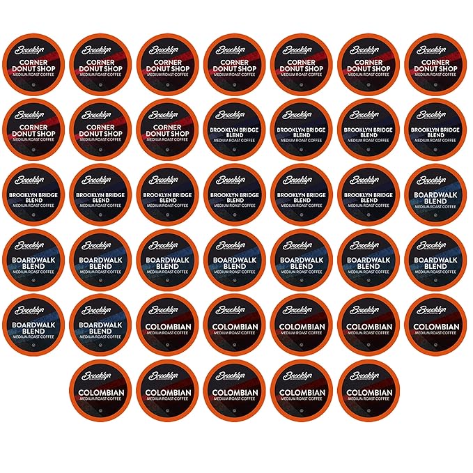 Brooklyn Beans Coffee Pods Medium Roast Gourmet Variety Pack - Compatible with Keurig K Cup Brewers Including 2.0 Machines 40 Count