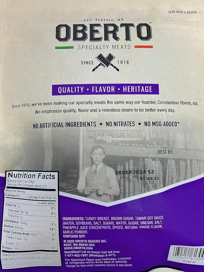 Oberto's Teriyaki Smoke Flavored Premium Turkey Breast Jerky Bundled With Kokobunch Kit 4-2.7oz