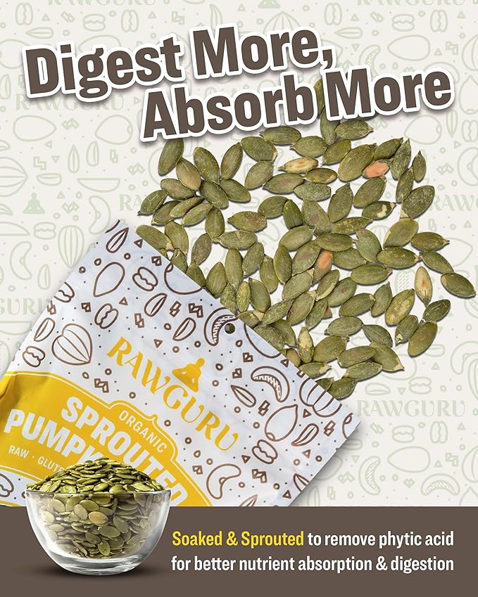 RawGuru Organic Sprouted Pumpkin Seeds - Pumpkin Seeds to Eat - 16 oz Pack of 1