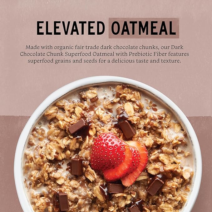 Purely Elizabeth Superfood Oatmeal Cup with Prebiotic Fiber Dark Chocolate Chunk Vegan Friendly Organic Gluten Free &amp Non-GMO 1.76 Ounce (Pack of 12)