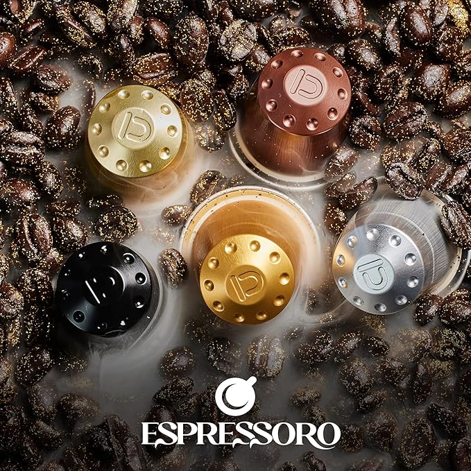 ESPRESSORO 20 USDA Organic Espresso Pods - DOLCE Aluminum Capsule Compatible with Nespresso Original Lines Machines. Intensity 8 Premium Italian Expresso Coffee Capsules