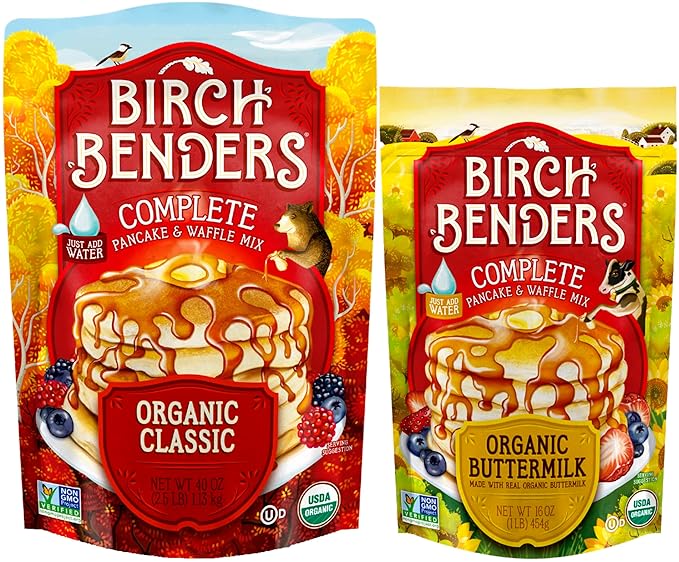 Birch Benders 40 oz Organic Classic &amp 16 oz Organic Buttermilk Pancake &amp Waffle Mix