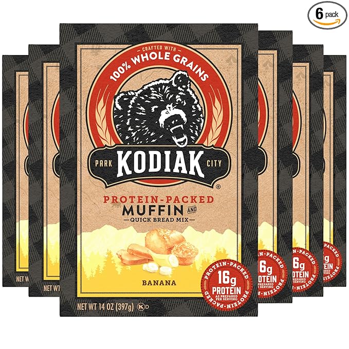 Kodiak Cakes Muffin Baking Mix Banana High Protein 100% Whole Grains (Pack of 6)