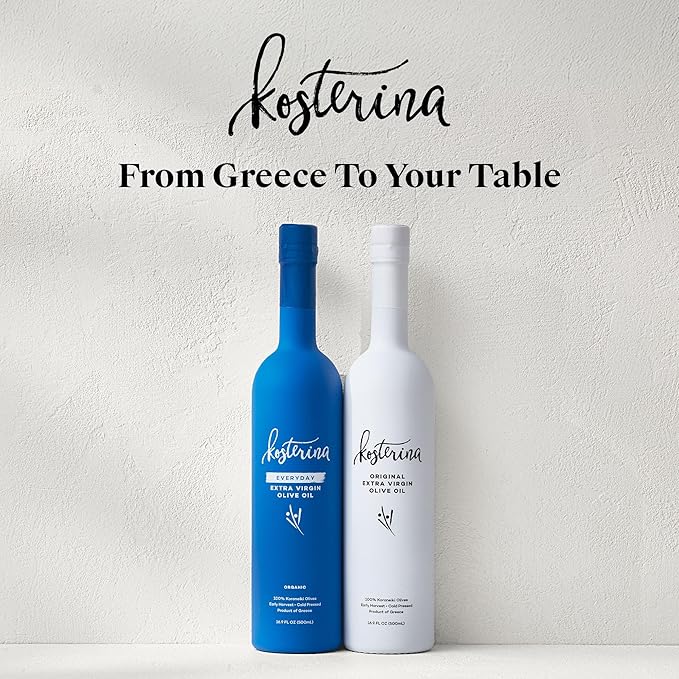 Kosterina Original Extra Virgin Olive Oil | Polyphenol Rich Greek Olive Oil Cold-Pressed EVOO Early Harvest Koroneiki Olives | High Antioxidant Natural Superfood | Harvested in Greece (16.9 oz)