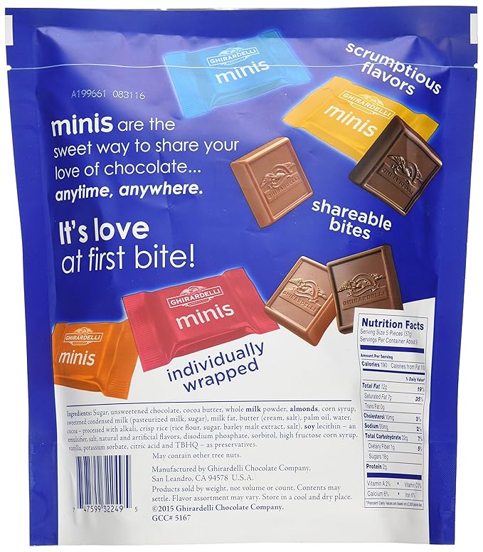 Ghirardelli Assorted Mini Squares Pouch 12.2 Ounce X-Large