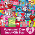 Valentine's Day Gift Care Package 45 Count Individually Wrapped Chocolate Bulk Candy and Snacks Variety Assortment Heart Candy Lovecorn and More Valentines Candy Gift Box for Kids Adults Colle