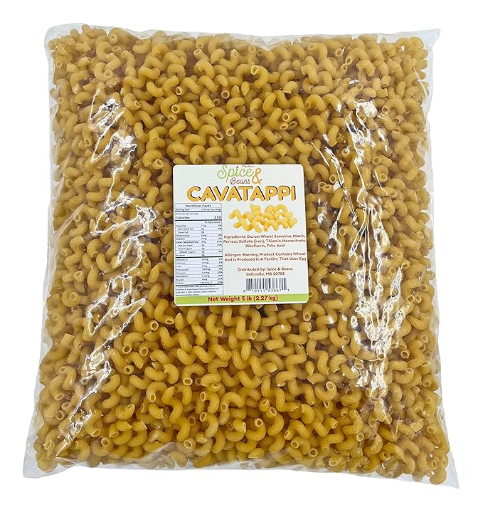 Cavatappi Pasta Noodles | 100% Durum Semolina Flour | by Dasher's Spice &amp Beans | 5 lb.
