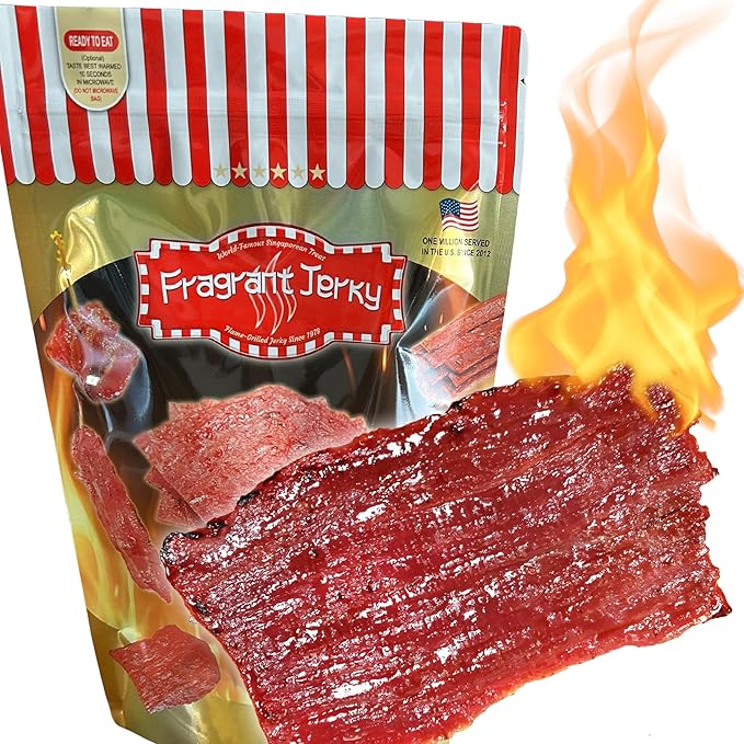 Singapore Street Food Fire-Grilled Beef Jerky (Original Flavor 8oz) *Fresh Grilled to Order *Shipped the Same Day *L.A. Times Handmade Gift Winner