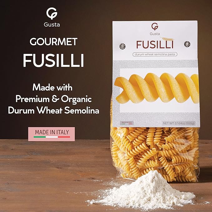 Gusta Rotini Fusilli Pasta - Premium Italian Pasta from Italy - Durum Wheat Semolina Organic Al Dente Pasta - Non-GMO &amp Gourmet Pasta - Family Owned Brand - 17.64oz / 500g (2 Pack)