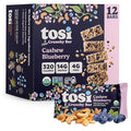 Tosi Meal Nut Bars Cashew Blueberry Healthy Snacks for Adults &amp Kids Crunchy Plant Based Protein Bar (14G) Keto Snacks Vegan Gluten &amp Soy Free Low Sugar Omega 3s 2.4oz 12-Pack