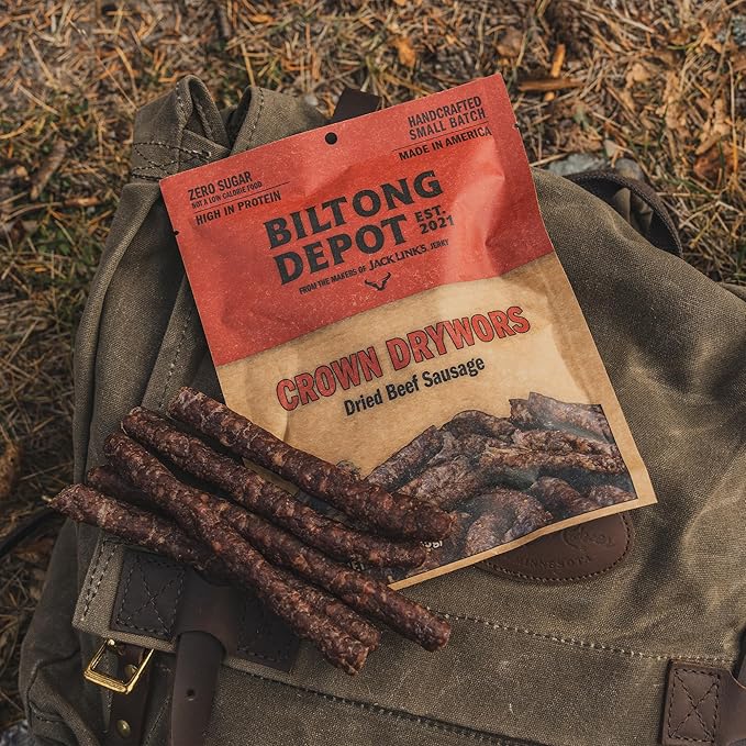 Biltong Depot Crown Drywors - 8oz | Air-Dried Beef Snack Sticks | High Protein | Paleo and Keto Friendly | Zero Sugar | Gluten Free | Meat Snack
