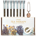 Thoughtfully Gourmet Tea Therapy Infusion Gift Set 7 Unique Flavors and Reusable Copper Ball Infuser Loose Leaf Tea Set Flavors Include Peppermint Jasmine Vanilla Chai and More Set of 7