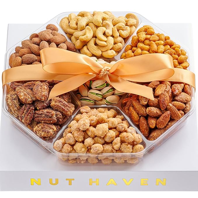Holiday Nuts Gift Basket - Extra Large Assortment of Sweet &amp Roasted Salted Gourmet Nuts - Food Gift Box for Him Husband Christmas Fathers Day Mothers Day Family Men &amp Women