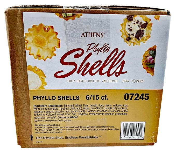 Athens Foods Mini Fillo Dough Shells 15 Per Box (6 Boxes)
